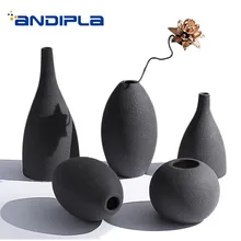 Короткие керамические матовые средиземноморские искусственные цветы ваза обеденный стол украшения мини ваза для свадебных подарков сплошной цвет ремесла