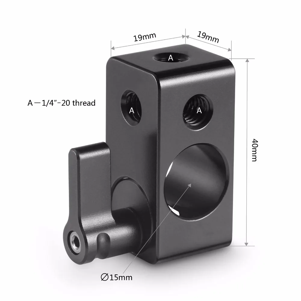 SmallRig одиночный стержень зажим 15 мм рельсовый разъем адаптер с четырьмя 1/"-20 нитями для 15 мм Dslr Rig, Wingnut Black-843