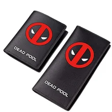 

MeanCat Dead Pool Logo PU Short Wallet Marvel Characters Heroes Black Quality PU Leather Purse