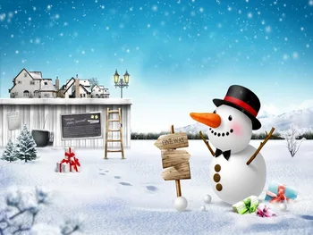 

Customize washable wrinkle free New year house snowman photography backdrops for kids photo studio portrait backgrounds HG-380