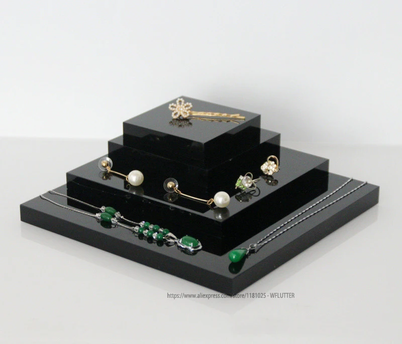 

Factory Directselling Black Square Acrylic Plate Jewelry Holder Bracelet Rack Necklace Showcase Watch Ring Earring Display Stand