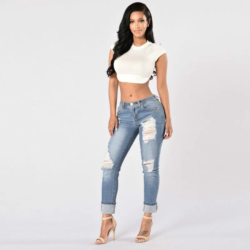 

2018 Fashion Hollow Out Ripped Jeans Women England Vintage Elasticity Skinny Denim Pants Mujer Bleached Cuffs Pantalon Femme