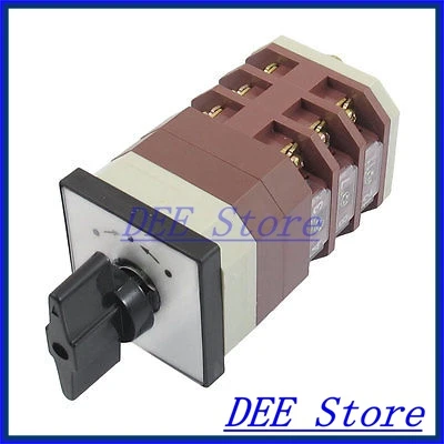 

Three Position 12 Screw Terminals AC 380V 16A Momentary Cam Changeover Switch