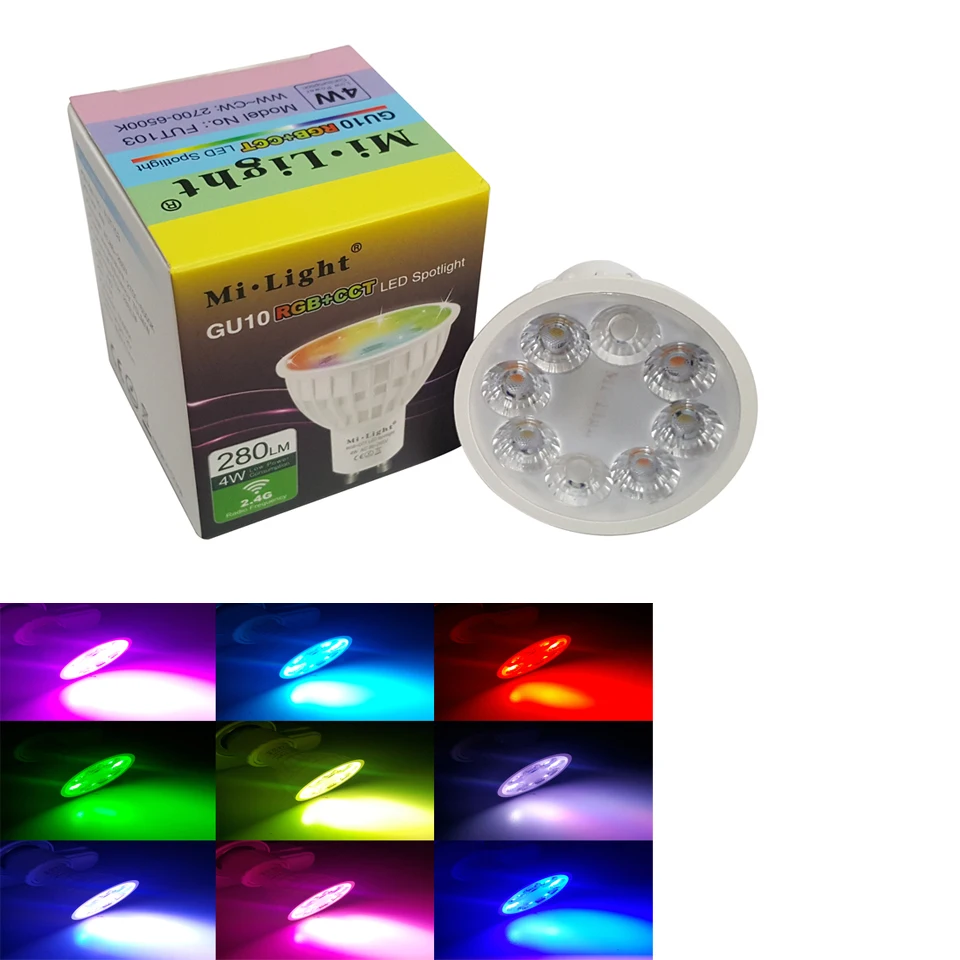 Milight GU10 85-265 V MR16 пятно света DC12V 2,4G Беспроводной затемнения светодиодная RGB Лампочка + CCT светодиодный Spotlight умная Светодиодная лампа