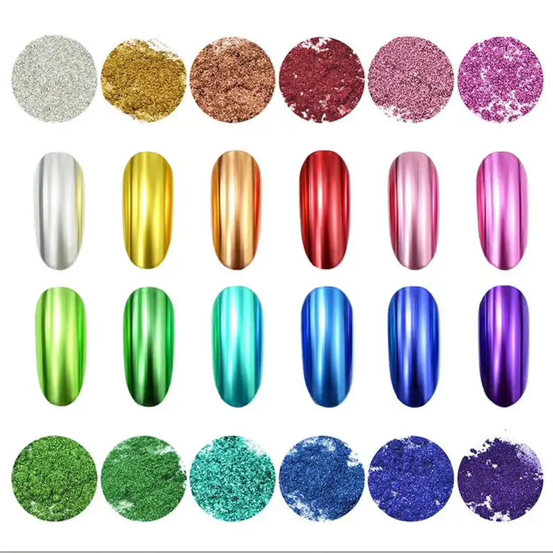 

0.5g Mirror Nail Glitter Powder 7 Colors Nail Chrome Pigment Dust Mirror Powder Chrome Platinum Pigment Dust Nail Art Glitter