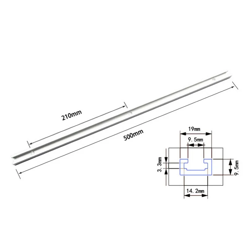 14,2 мм Т-образные треки Т-образные, торцовые треки, приспособление для деревообработки, прессовая доска, блок давления для сотрудничества, Т-образное устройство - Цвет: 500mm