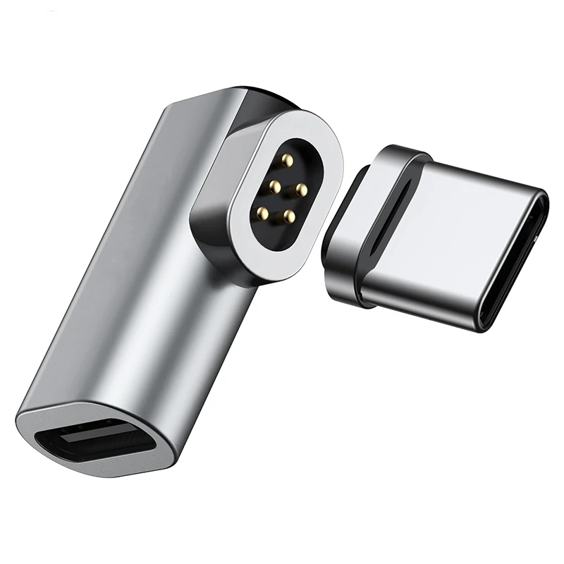Магнитная Быстрая зарядка поддержка 4.3A прямоугольный usb type C к USB C зарядное устройство адаптер конвертер для Apple Macbook - Цвет: Серый