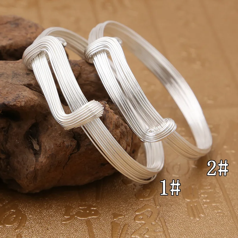 

Wholesale S925 Sterling Silver Jewelry Retro Thai Silver Thread Woven Fashion Personality Handmade Women Adjustable Bangle