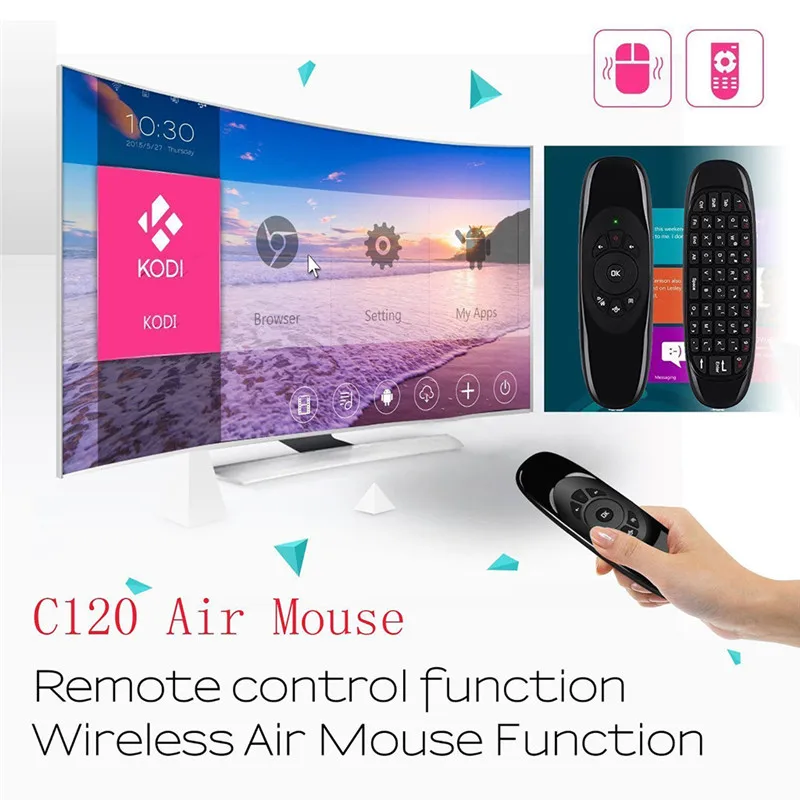 C120 английская русская 2,4G RF Air mouse беспроводная клавиатура Пульт дистанционного управления с голосовой подсветкой для Android Smart tv Box X96 MAX