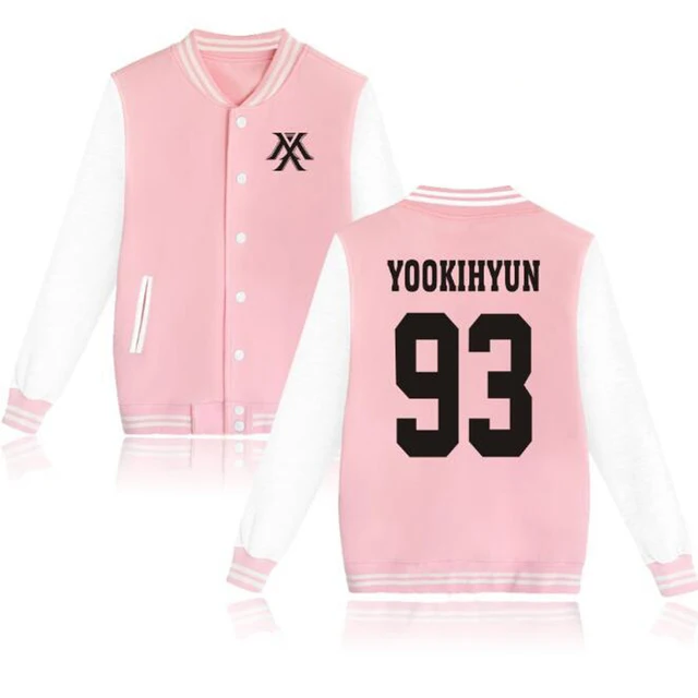 KPOP MONSTA X Baseball Jacket Casacos Femininos Streetwear Hip Hop Harajuku  Pink Hoodie Sweatshirt Women Bomber Jacket Coats|Hoodies & Sweatshirts| -  AliExpress