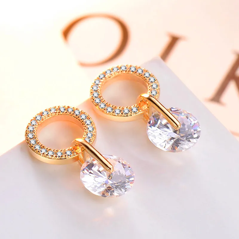 Luxury Bridal Wedding Jewellery White Zircon Queen Design Stud Earrings E848 
