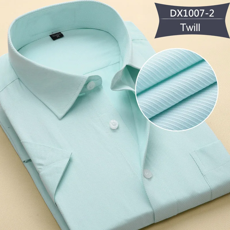 Новое поступление Для мужчин рубашки с короткими рукавами летние шорты с длинными рукавами однотонный деловой формальный человек Socail, рубашки и блузы плюс Размеры 6XL 7XL 8XL - Цвет: DX1007-2