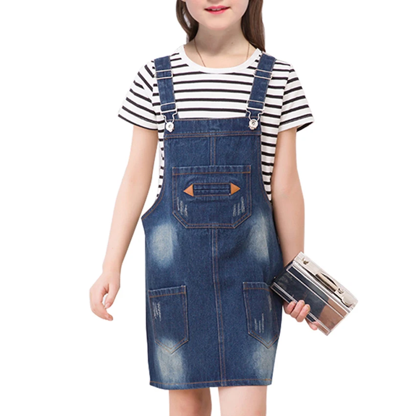 

Girls Overalls Dresses for Children Clothes Summer New Baby Kids Jeans Overalls Casual Outwears 6 8 10 12 Years Vestidos