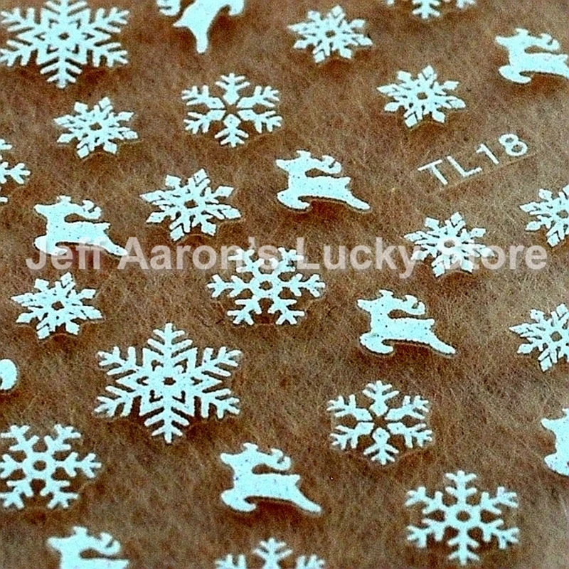 5 шт. Рождество 3d Блеск для ногтей наклейки зимний маникюр ногтей наклейки украшения фольги инструмент олень; Снежинка Дизайн TL22