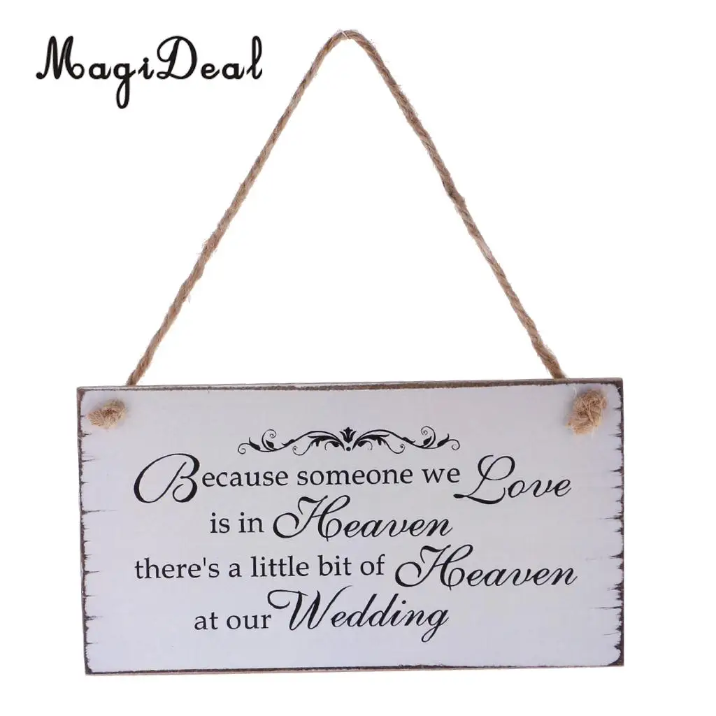MagiDeal Romantic Title Because Someone We love is in Heaven Wedding Sign Memorial Hanging Plaque Wedding Board Gift 22 x 10.5cm