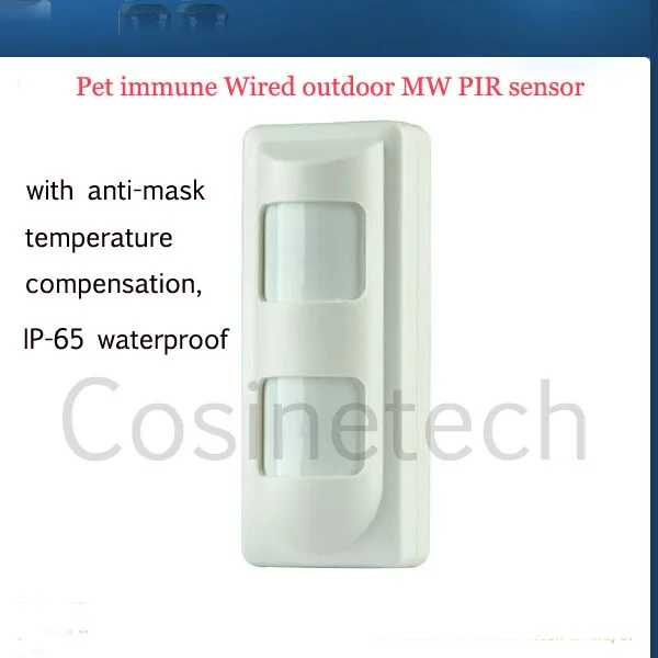 microwave pet immune wired outdoor PIR sensor pet friendly motion detector,anti-mask,IP-65 waterproof outdoor PIR detector alarm