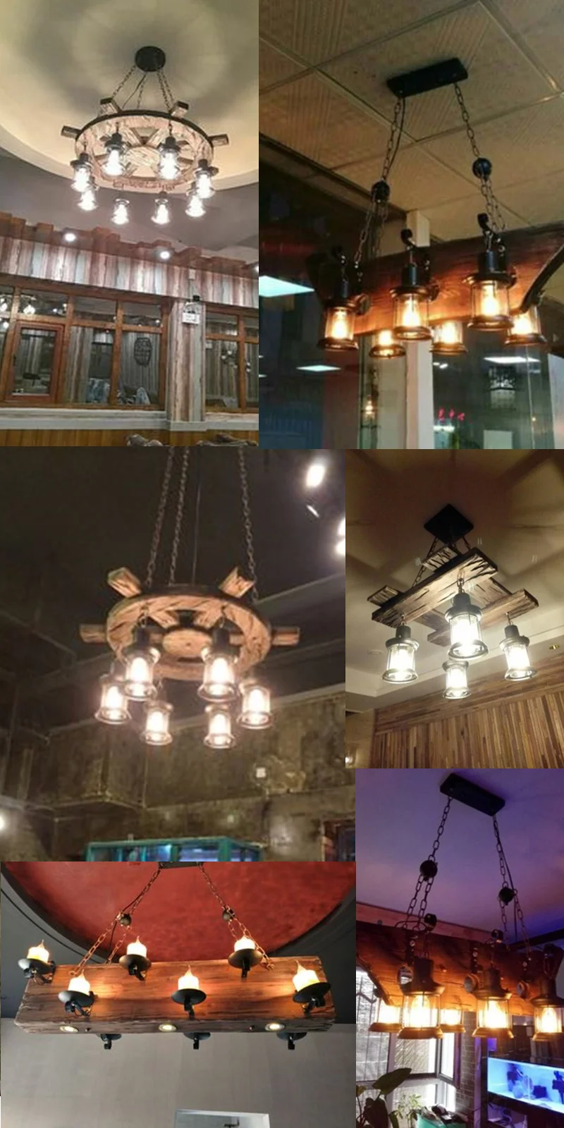 Lustres de Madeira Lâmpadas para Decoração da Casa do Vintage Retro Industrial Maciça Americano Rural Loft Barra Lustre Iluminação 2 Cheap Lustres