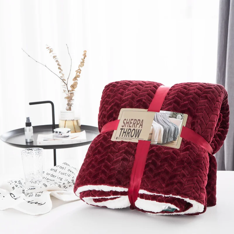 Luxury Super Soft Sherpa Coral Fleece Blanket Solid Color Reversible Faux Fur Mink Throw Kids