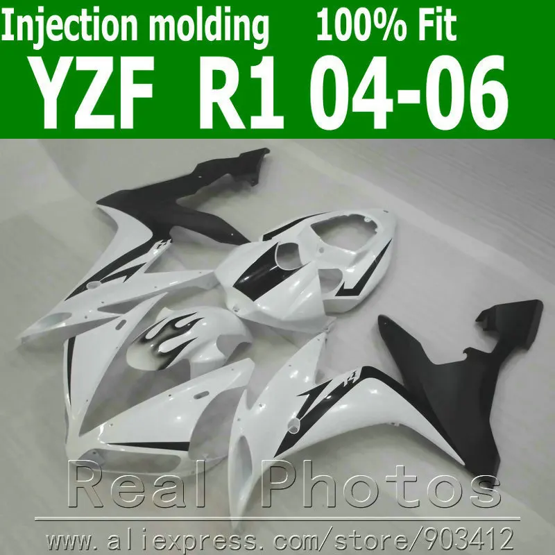 

Injection molding fairings set for YAMAHA R1 fairing kit 2004 2005 2006 white black bodywork YZF R1 04 05 06 AS24