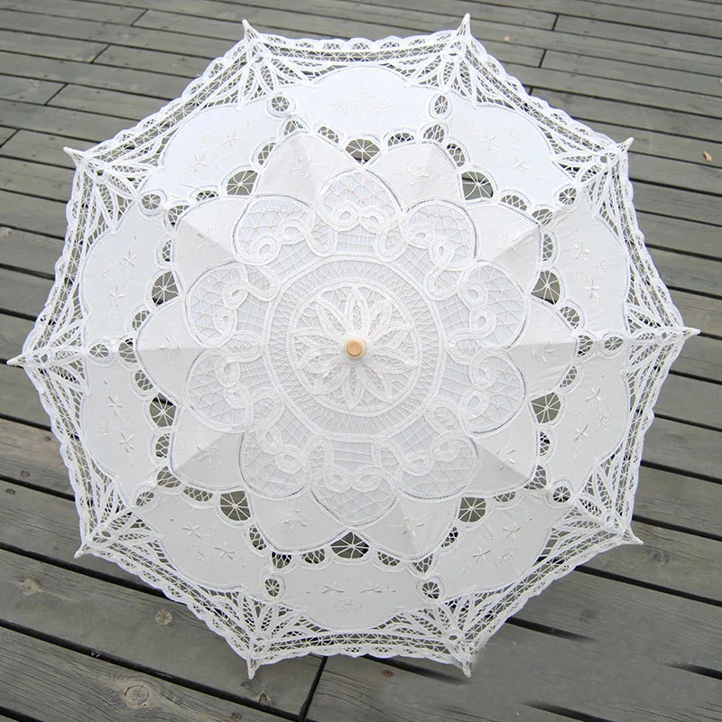 Кружевной зонтик Свадебный зонтик элегантный кружевной зонтик хлопок вышивка слоновая кость Баттенбург