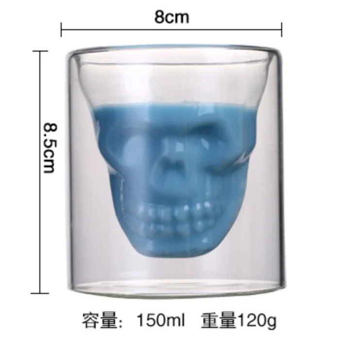 Человеческий скелет череп стеклянная чашка приносить держать человеческий скелет голова Кубок приносить крышка Череп Пиво коктейль бар бокал вина k198 - Цвет: 4pcs 150ml