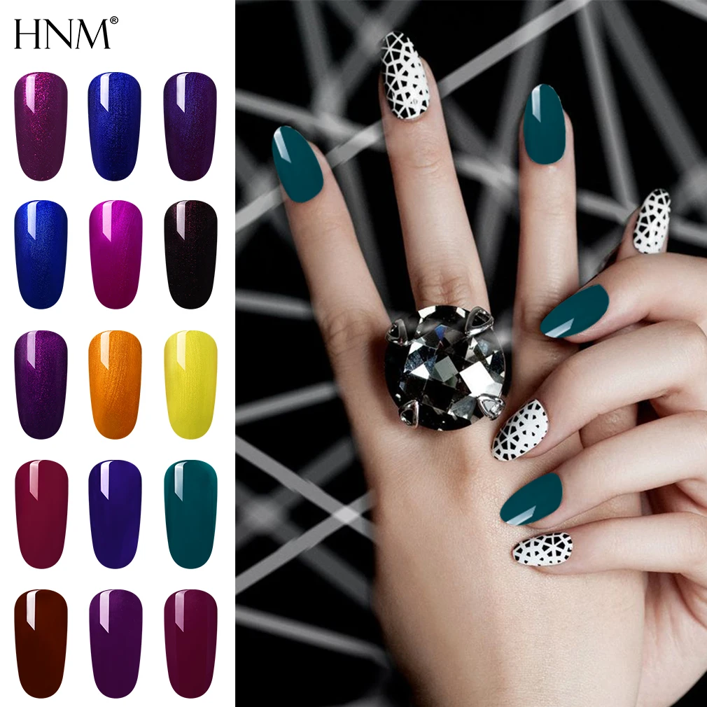  HNM Colorful Gel Nail Polish Pure Color UV Gel Soak Off Lucky Lacquer Primer Led Hybrid Varnish Sem