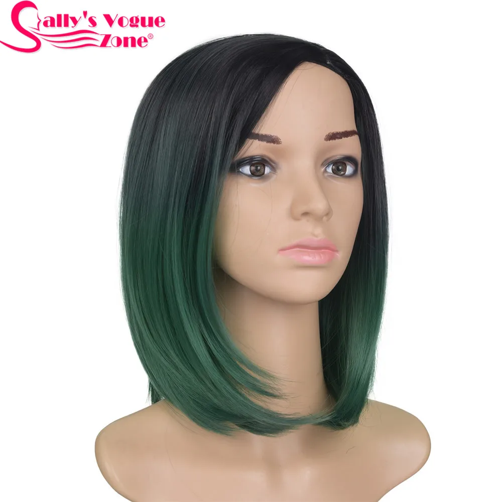 Sallyhair High Temperature Synthetic Straight Short Ombre Black