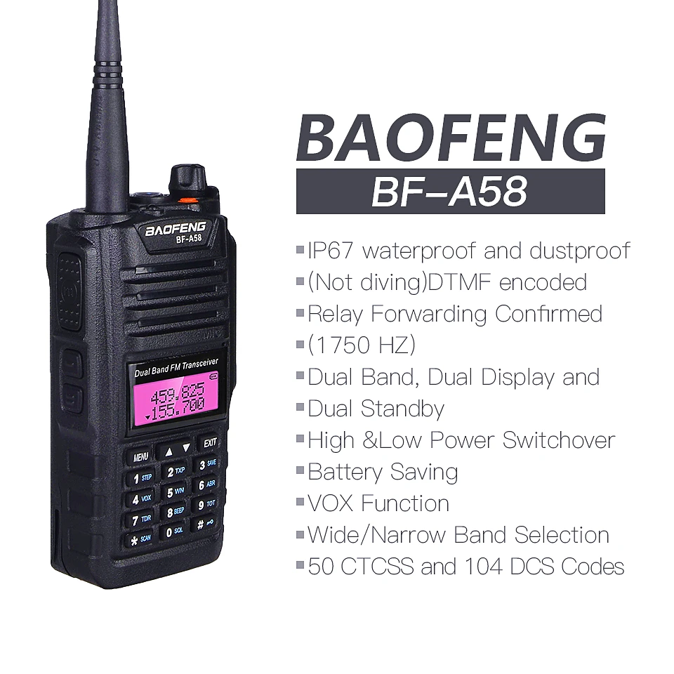 Baofeng BF-A58 портативная рация 10 км UHF VHF IP67 Морская водонепроницаемая двухсторонняя радиостанция приемопередатчик Ham Радио Baofeng A58