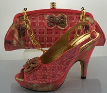 African Shoes With Matching Bag Set Nice African wedding/party deress for Pink color shoes and ba set in ME0086.