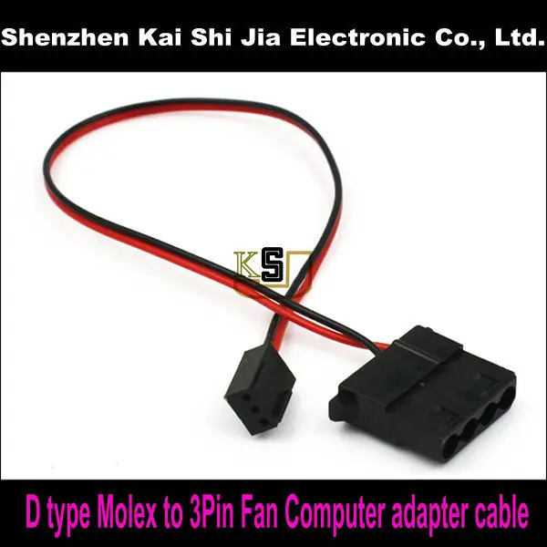 Computer Fan D Type 4Pin Molex Female to 3 Pin Fan Female Adapter cable