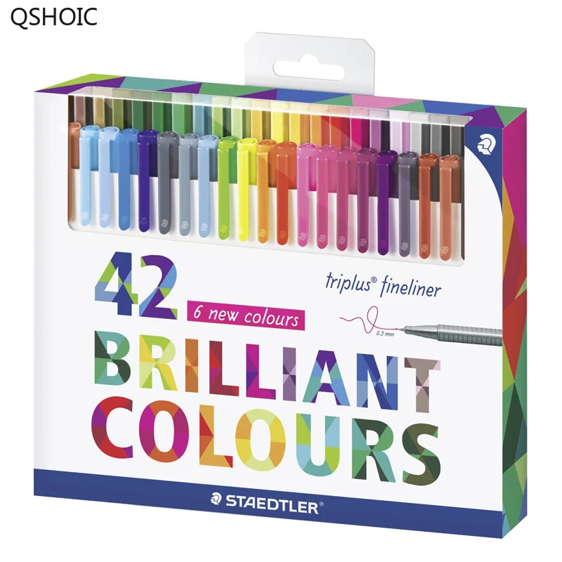 

Assorted 42 Colors 0.3mm Staedtler Color Pen Set Triplus Fineliner Pens Card Box