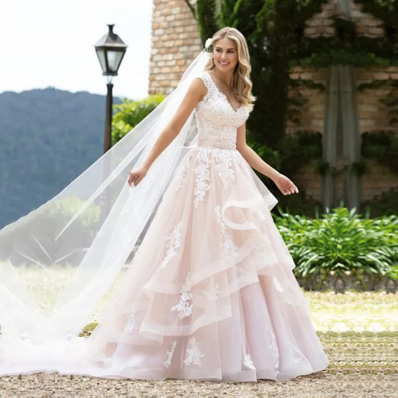 

Eightale Wedding Dress with Detachable Skirt V-Neck Appliques Lace Sexy Wedding Gowns 2019 Custom Made Tulle Bride Dresses