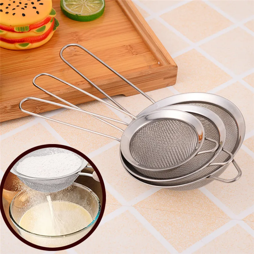 3 PCS Strainers Stainless Steel Fine Mesh Food Strainer Sieve Colander