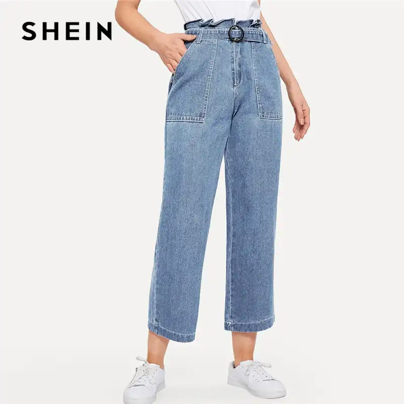 belted wide leg jeans