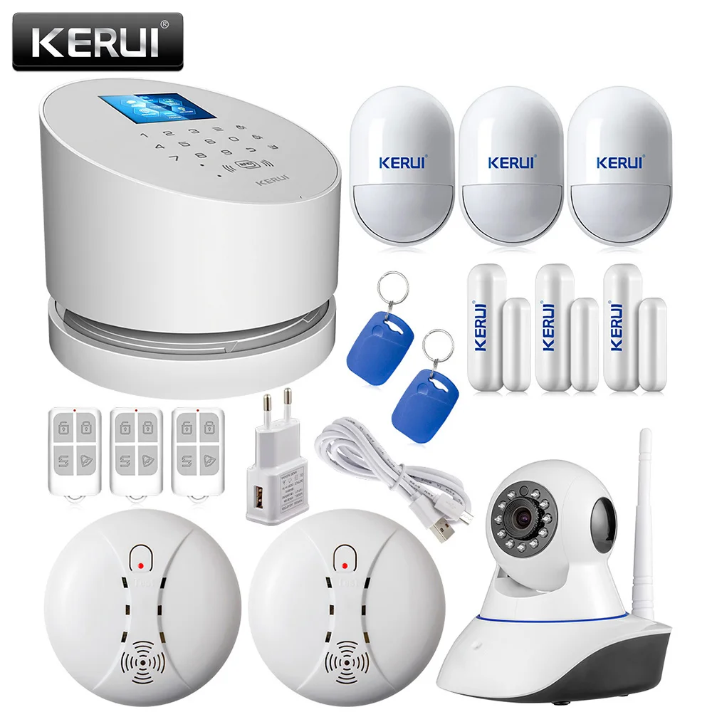 DIY IOS Android APP remote controller Wifi GSM PSTN PHONE line home sucerity alarm system KERUI W2 WIFI NETWORK KIT