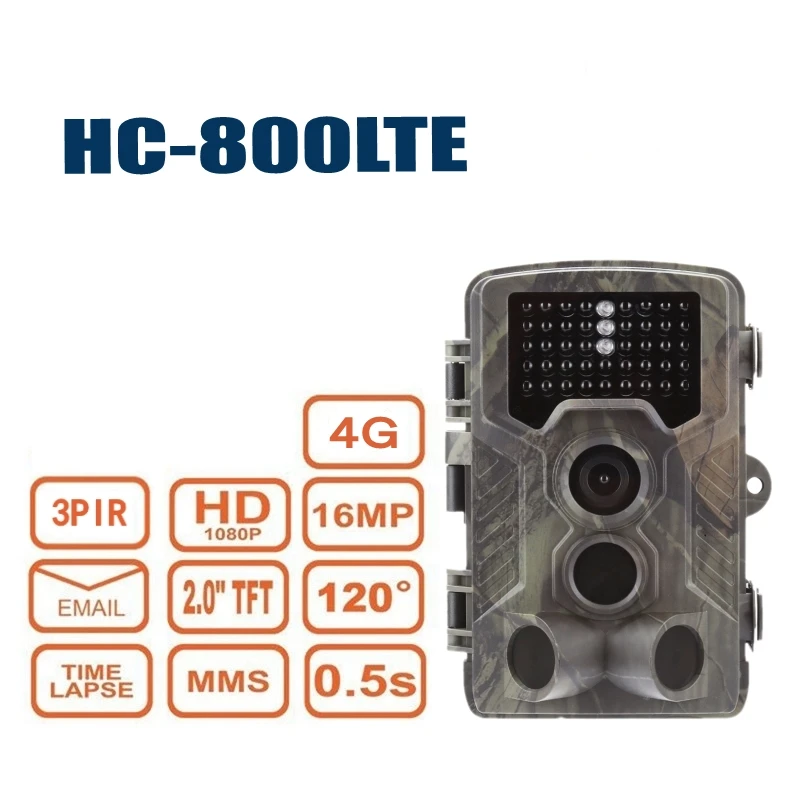 

4G LTE SMS 8MP 1080P Infrared Night Vision Trail Hunting Camera HC800LTE with Video Sending Wireless Trail Cameras Surveillance