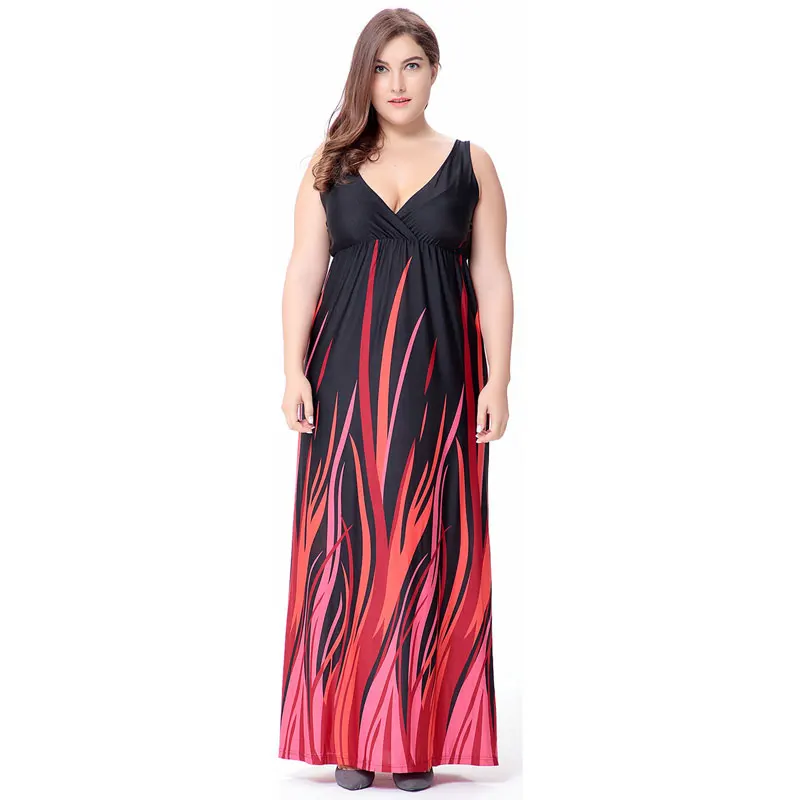 Big size 6XL 2019 Summer Woman dress Loose sexy printed long dresses