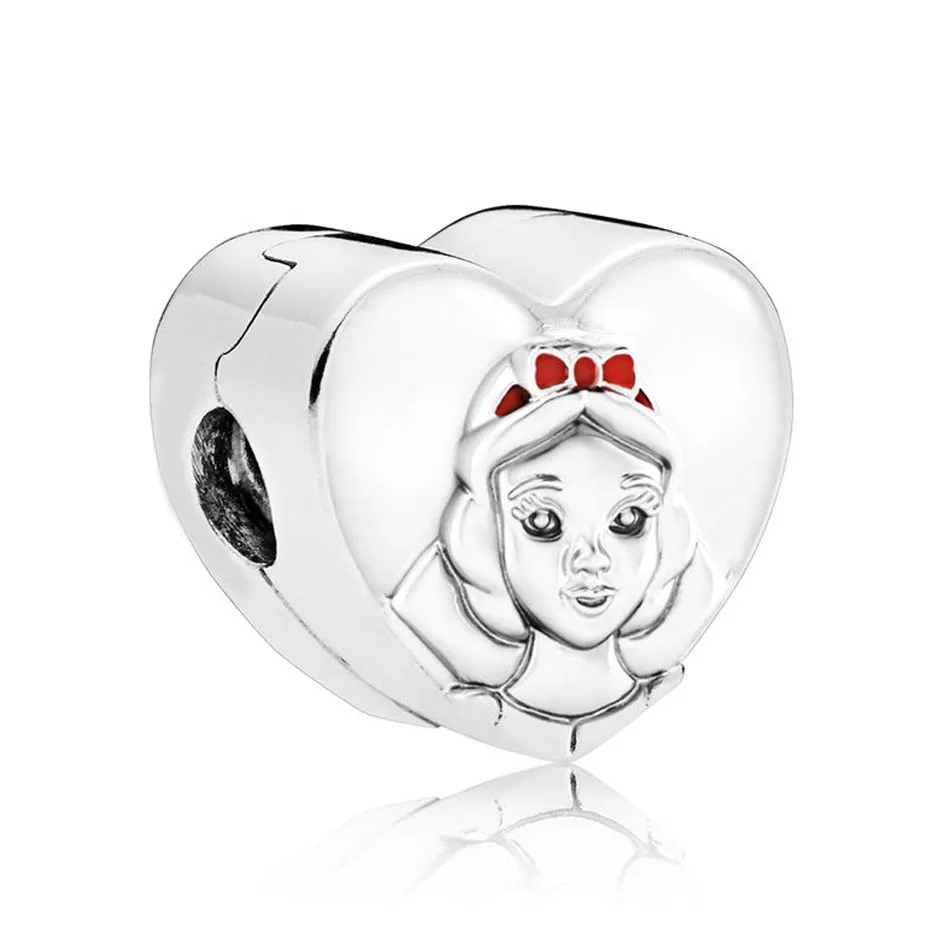 

Authentic 925 Sterling Silver Enamel Snow White Portrait Clip Stopper Bead Charm Fit Pandora Bracelet Bangle DIY Jewelry