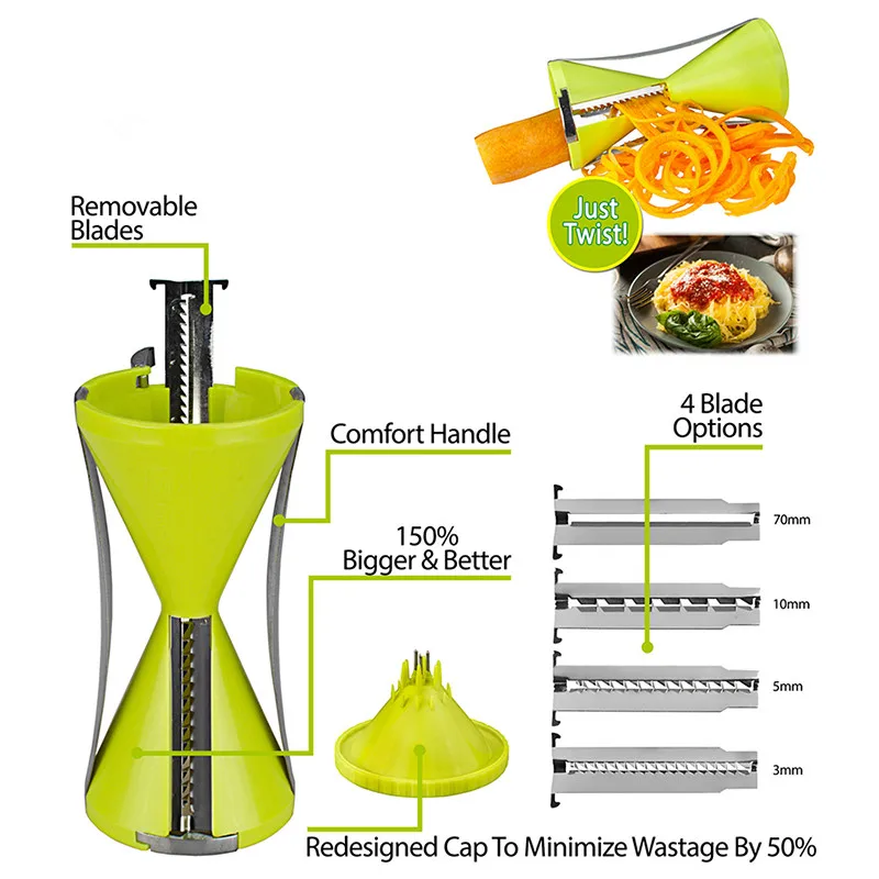JINJIAN высокое качество 4 сменные лезвия для коньков Овощной спиральный измельчитель нож Овощной спирализатор Терка спирализатор для моркови patato