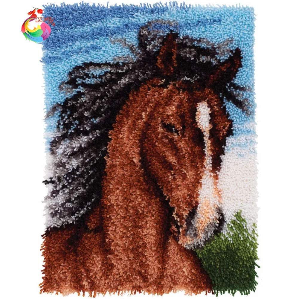 Kits For Embroidery Latch Hook Kit Rug Set Of Crochet Hooks Diy Craft