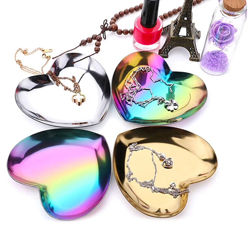 

Heart Shaped Jewelry Plate Storage Plate Tray Holder Metal Tray Storage Decoration Tray Fruit Tea Tray Home Decoration Ornaments