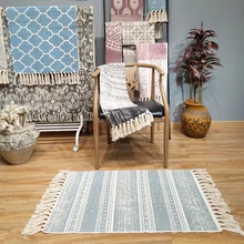 Килим Винтаж Синий хлопок ковер для гостиной геометрический индийский ковер полосатый современный коврик современный дизайн скандинавский стиль