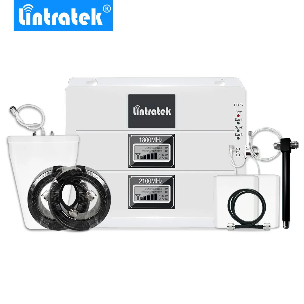 Мощный усилитель сигнала сотового телефона Lintratek ретранслятор с двойным жк