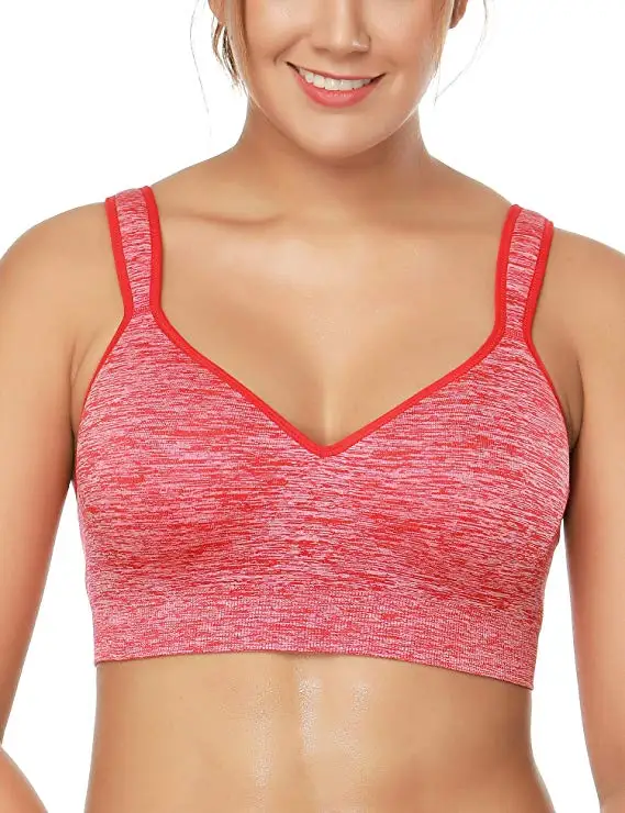  Wingslove Women's Sports Bra Seamless Full Coverage Wireless Sports Bra