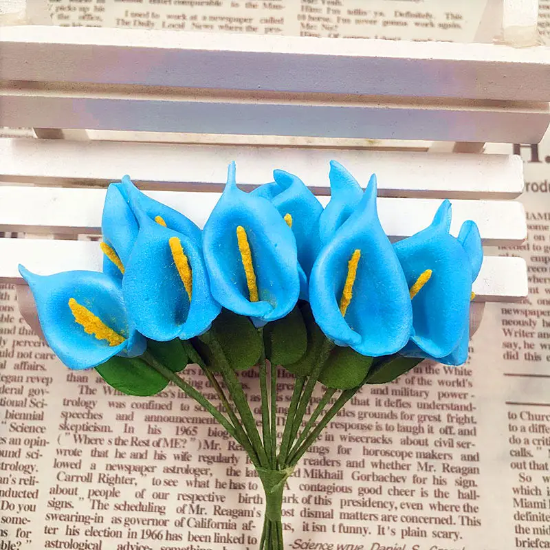 144 шт(2,5 см/а) искусственные из ПЭ пены Калла цветы лилии/Свадебные украшения коробки для подарков "сделай сам" коллаж ремесло поставки - Цвет: blue