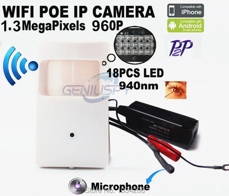 1.3MP 960P Wireless PIR POE Wifi IP Camera Audio Camera Mini Wifi 940nm Led Ir Ip Camera Onvif P2P IP Cctv Camera Night Vision
