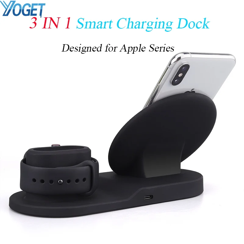 Беспроводной стойка для зарядного устройства 3 в 1 iPhone X 8 XS AirPods Apple Watch Зарядное