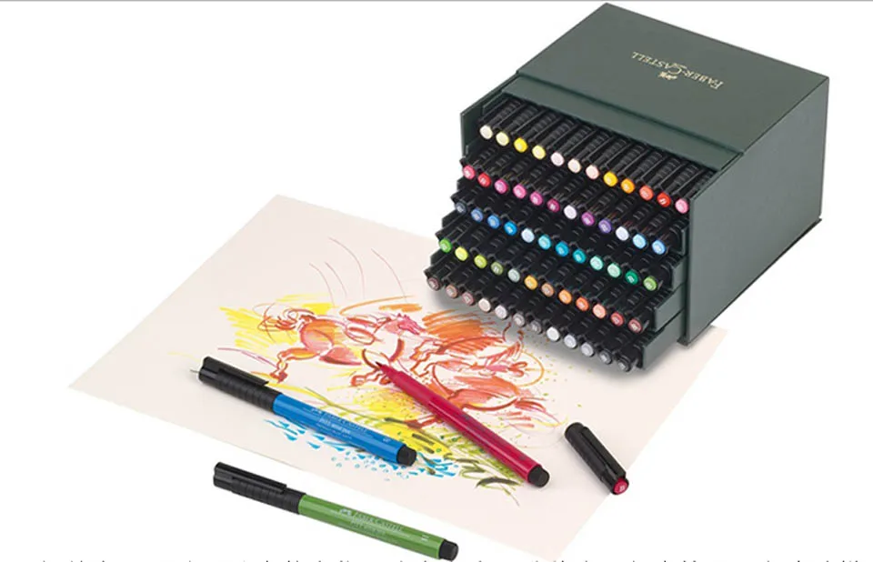 Faber Castell Pitt ручки художника кисть B студия коробка 12 24 48 60 на акварельной основе мягкие маркеры каллиграфии