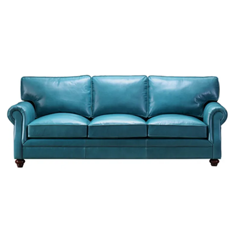 Conjunto de sofás de piel de vaca auténtica para sala de estar, sofás