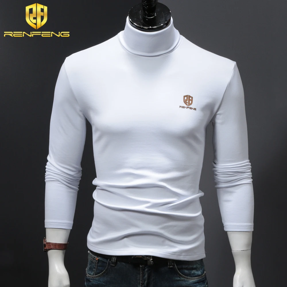 men's shirts underwear winter men's 95% cotton undershirts long sleeve thermo shirt plus velvet foldable turtleneck wram clothes (1)